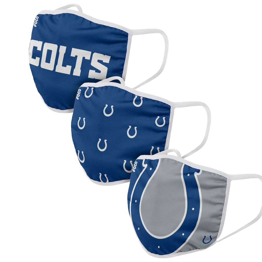  Indianapolis Colts Adult Face Covering 3-PackDust mask with filter
